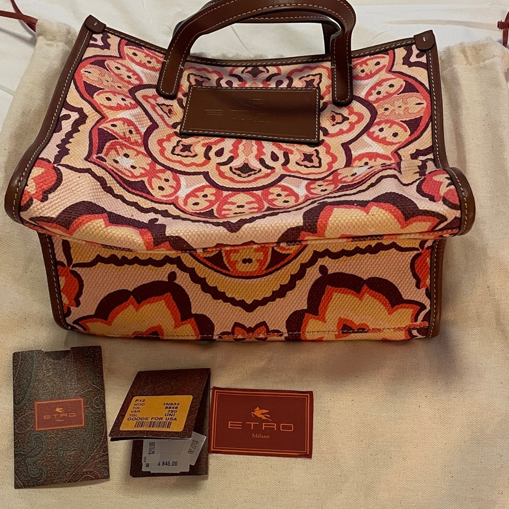 Etro Pink and Brown Patterned Tote Bag